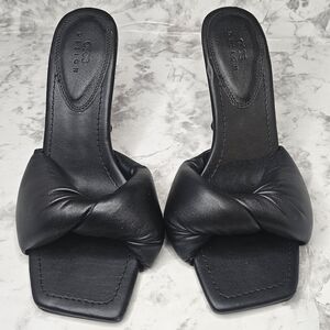 Black ASOS Design "Niki" Padded Twist Front Mule Heels US8